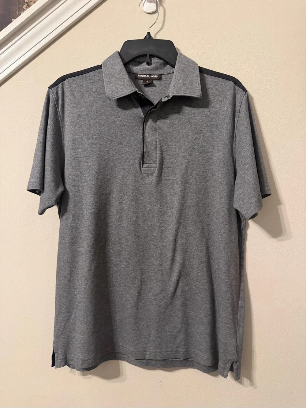 Michael Kors Gray Polo with Black Shoulder Stripe